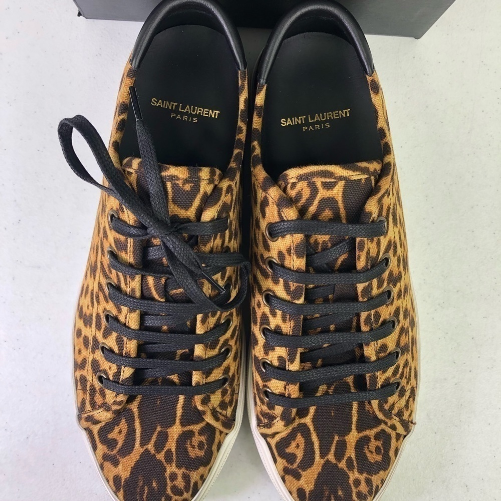 Saint Laurent Men’s Malibu Leopard Low Top Sneaker Shoes Size 8 $525 - Picture 4 of 9